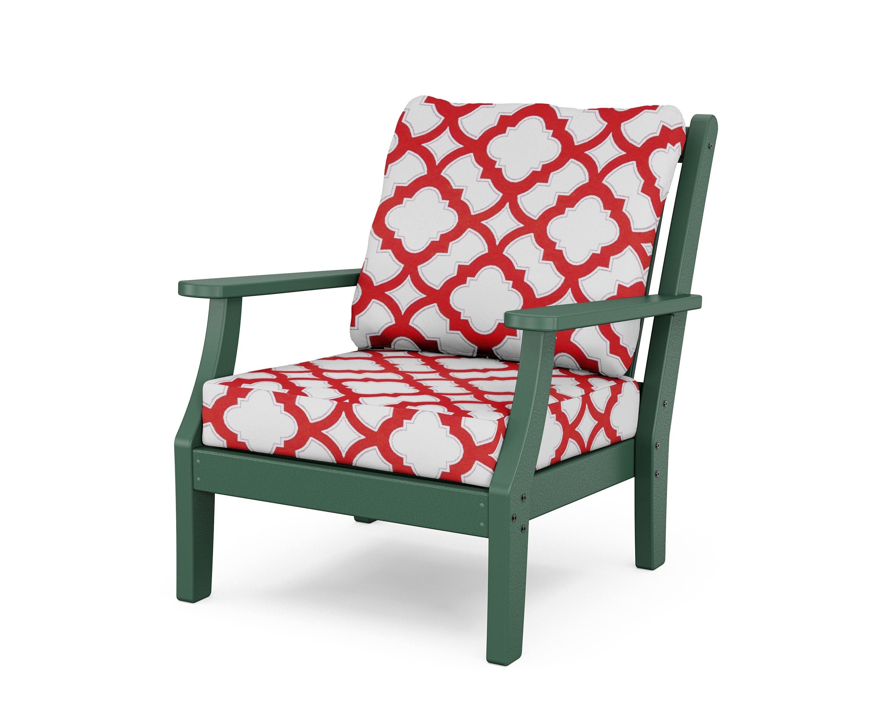 Country Living Wovendale Deep Seating Chair in Green / Trellis Crimson
