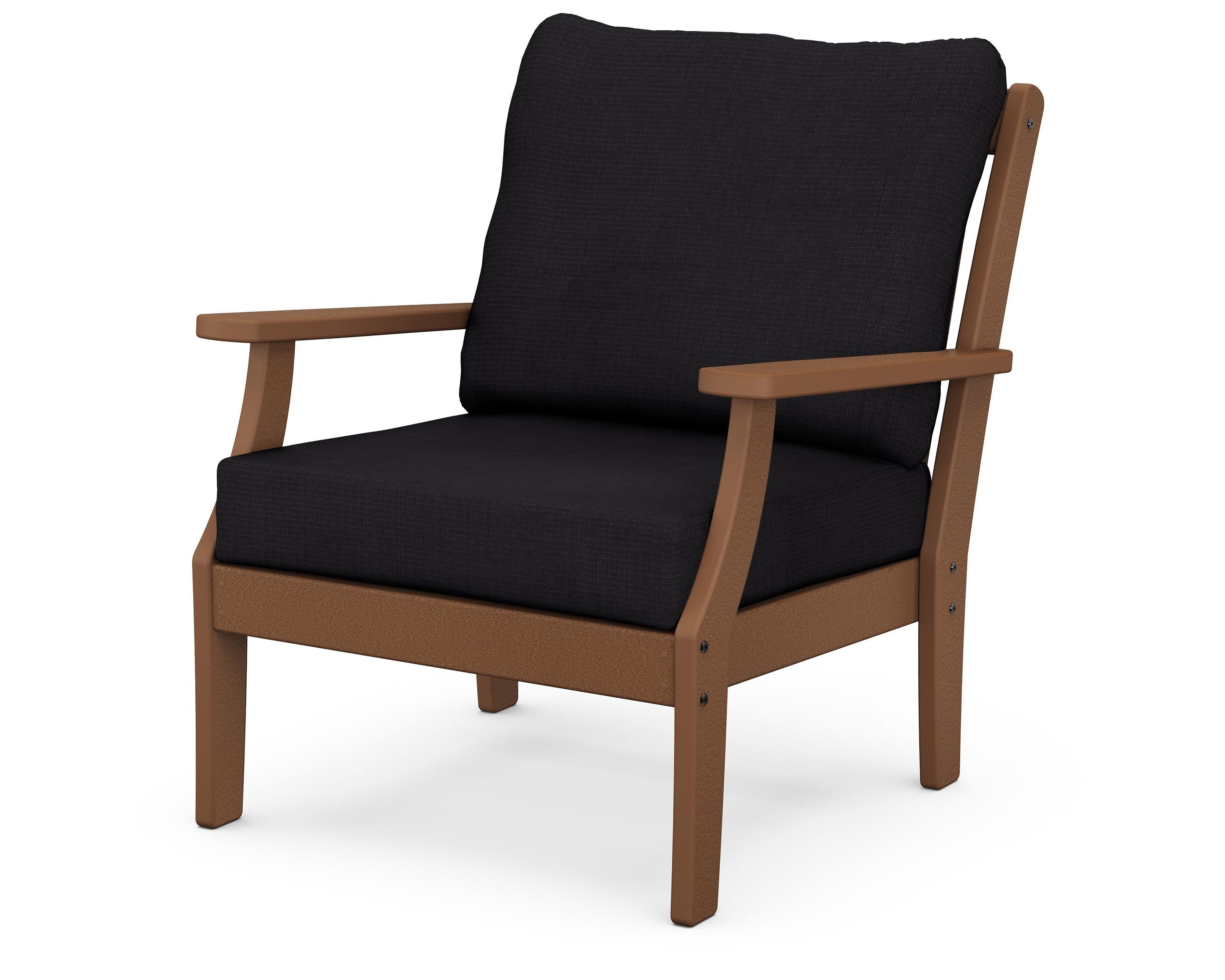 POLYWOOD® Braxton Deep Seating Chair in Teak / Midnight Linen