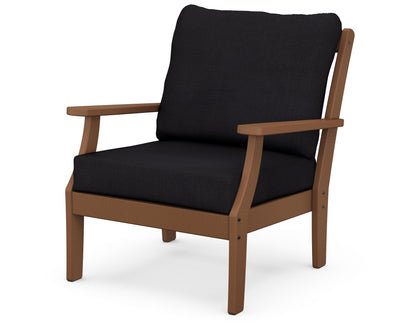 POLYWOOD® Braxton Deep Seating Chair in Teak / Midnight Linen