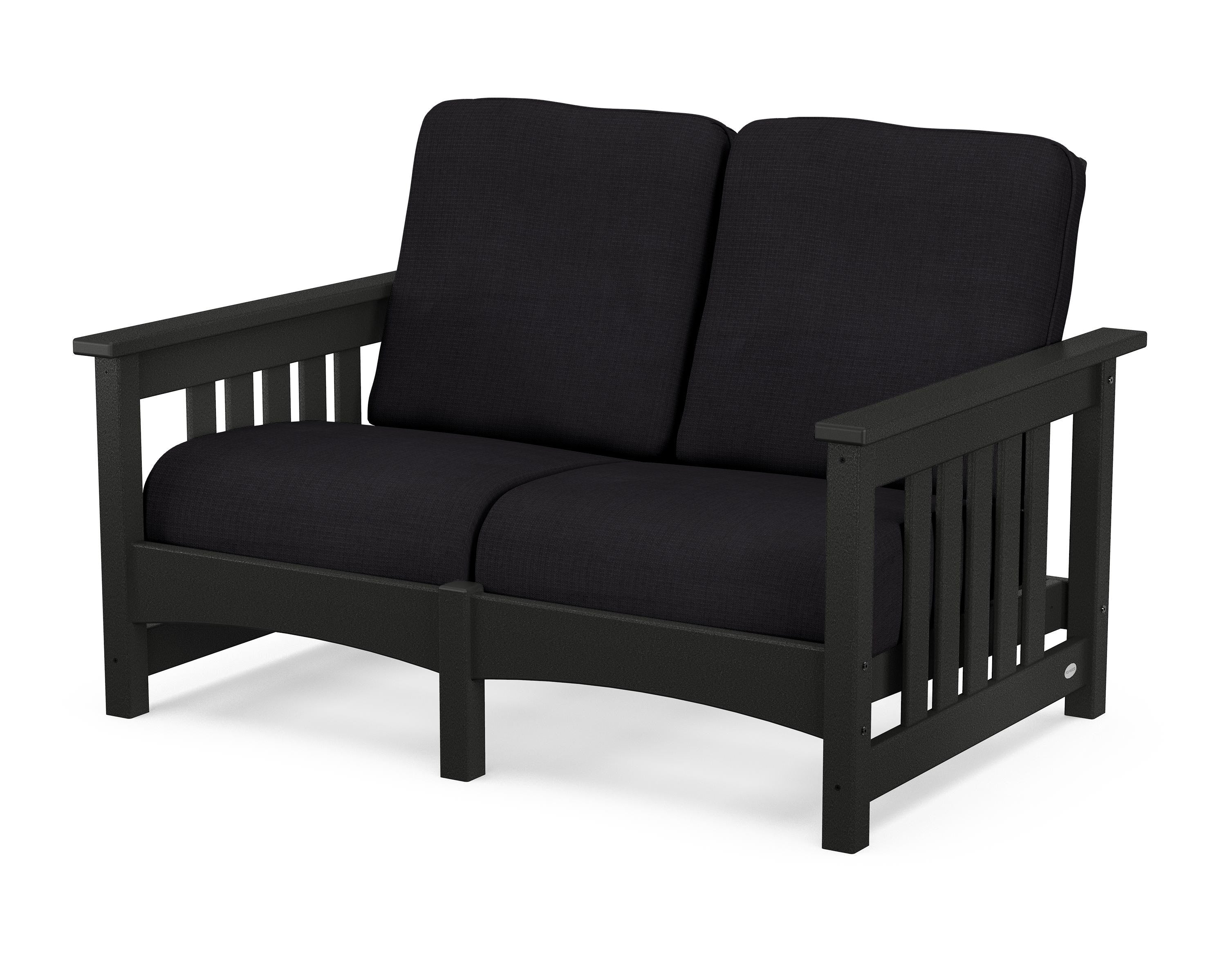 POLYWOOD® Club Mission Loveseat in Black / Midnight Linen