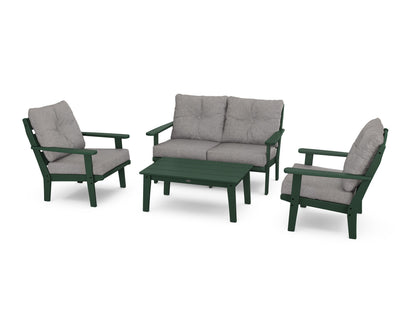 POLYWOOD® Lakeside 4-Piece Deep Seating Set in Green / Grey Mist