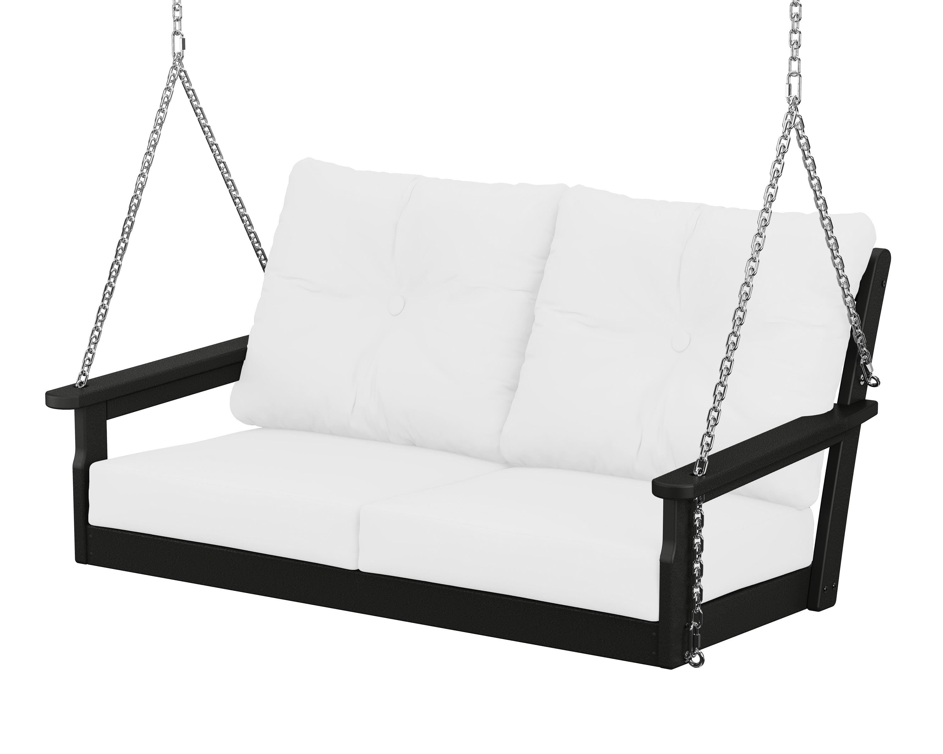 POLYWOOD® Vineyard Deep Seating Swing in Black / Natural