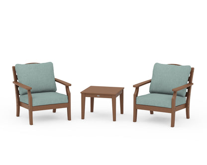 Draper James™ by  POLYWOOD® Savannah 3-Piece Deep Seating Set in Teak / Glacier Spa