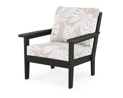 Country Living Cottage Deep Seating Chair in Black / Leaf Dune Burlap