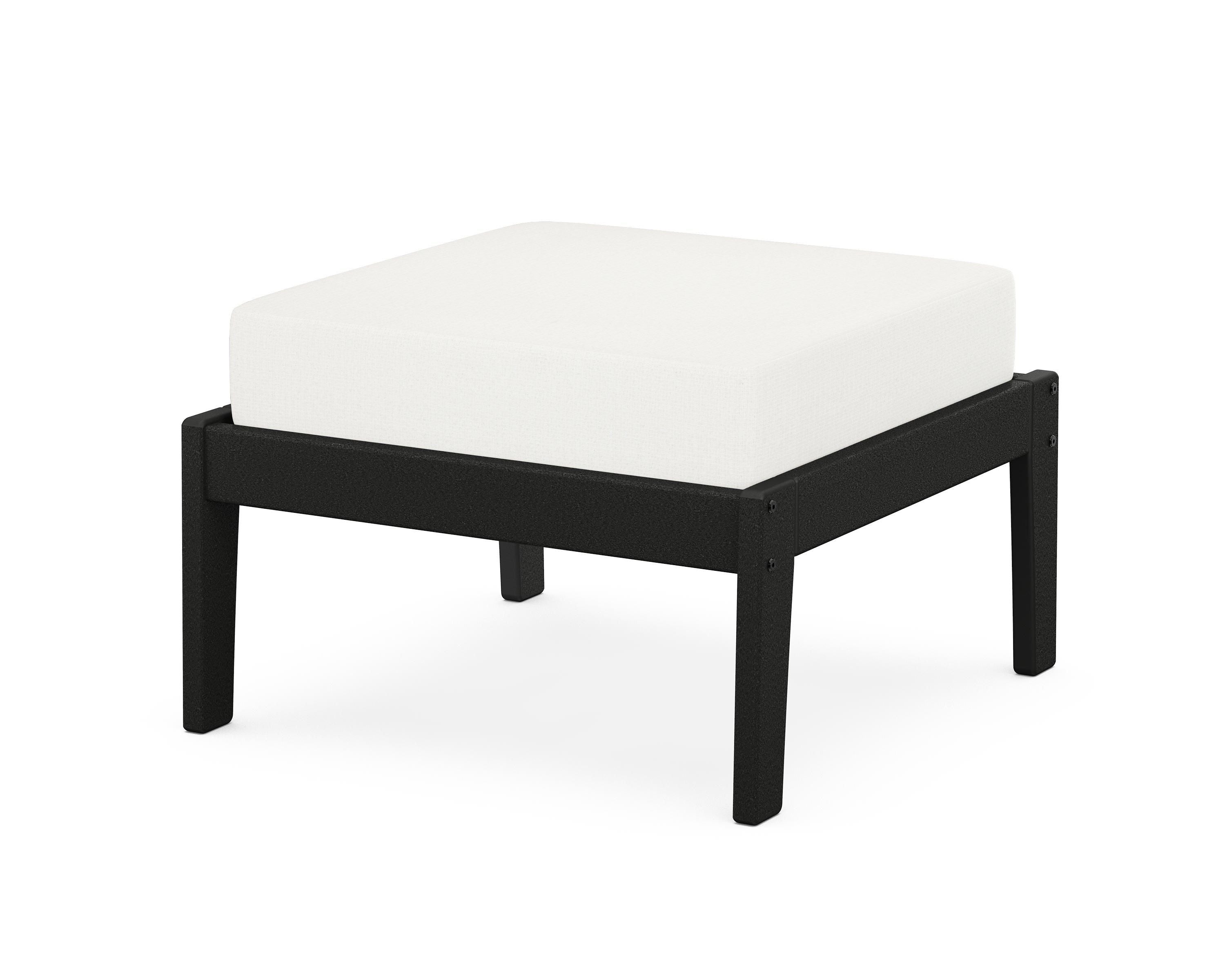 Unbranded Deep Seating Ottoman in Black / Natural Linen