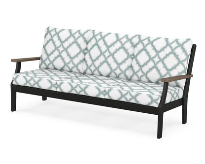 POLYWOOD® Braxton Deep Seating Sofa in Black / Kona / Trellis Glacier Spa