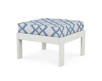 POLYWOOD® Vineyard Modular Ottoman in Vintage White / Trellis Sky Blue