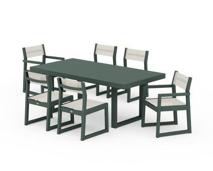 POLYWOOD® EDGE Sling 7-Piece Dining Set in Green / Parchment Sling