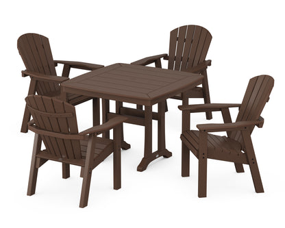 POLYWOOD® Seashell 5-Piece Dining Set with Trestle Legs in Mahogany