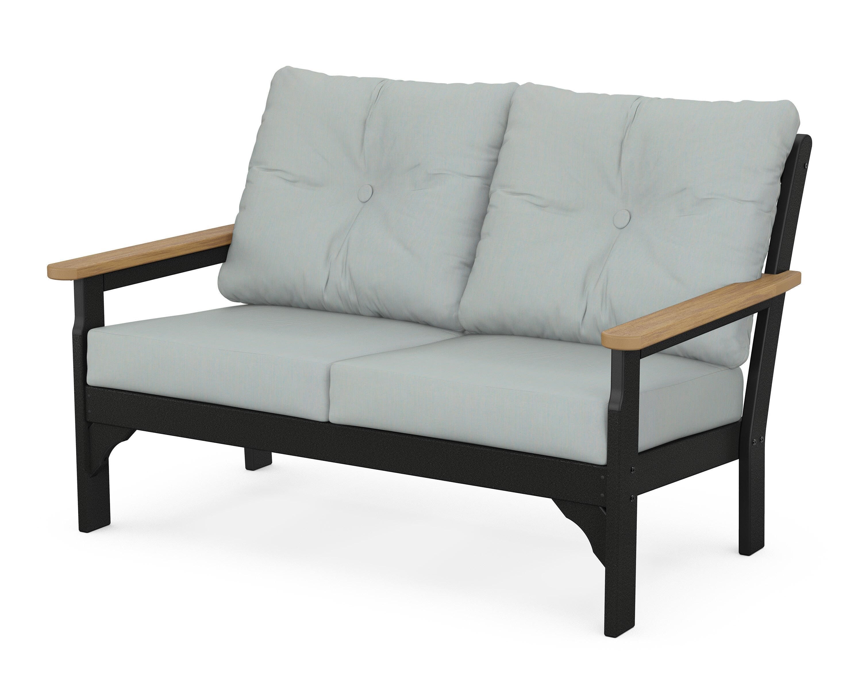 POLYWOOD® Vineyard Deep Seating Loveseat in Black / Natural / Spa