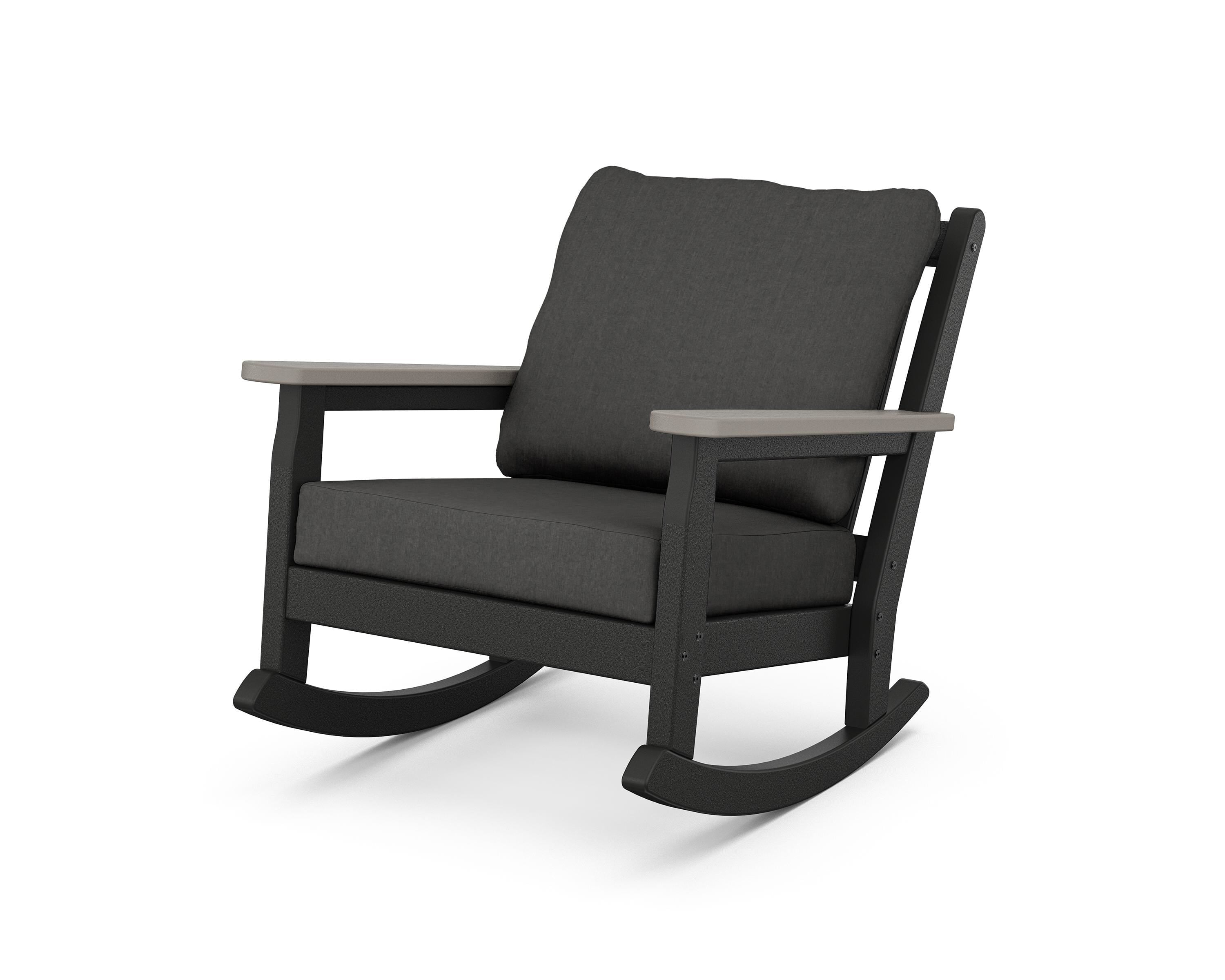 POLYWOOD® Chippendale Deep Seating Rocking Chair in Black / Driftwood / Spectrum Carbon
