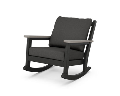 POLYWOOD® Chippendale Deep Seating Rocking Chair in Black / Driftwood / Spectrum Carbon