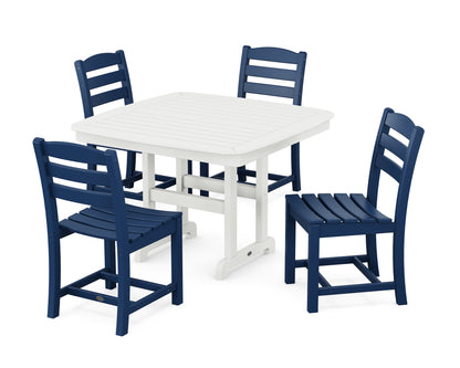 POLYWOOD® La Casa Café Side Chair 5-Piece Dining Set with Trestle Legs in Navy / White