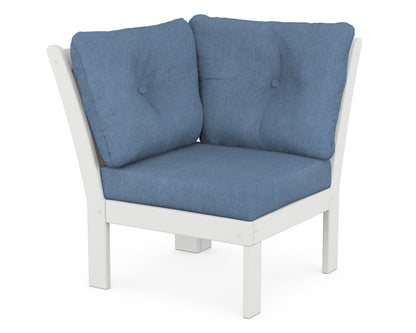 POLYWOOD® Vineyard Modular Corner Chair in White / Sky Blue