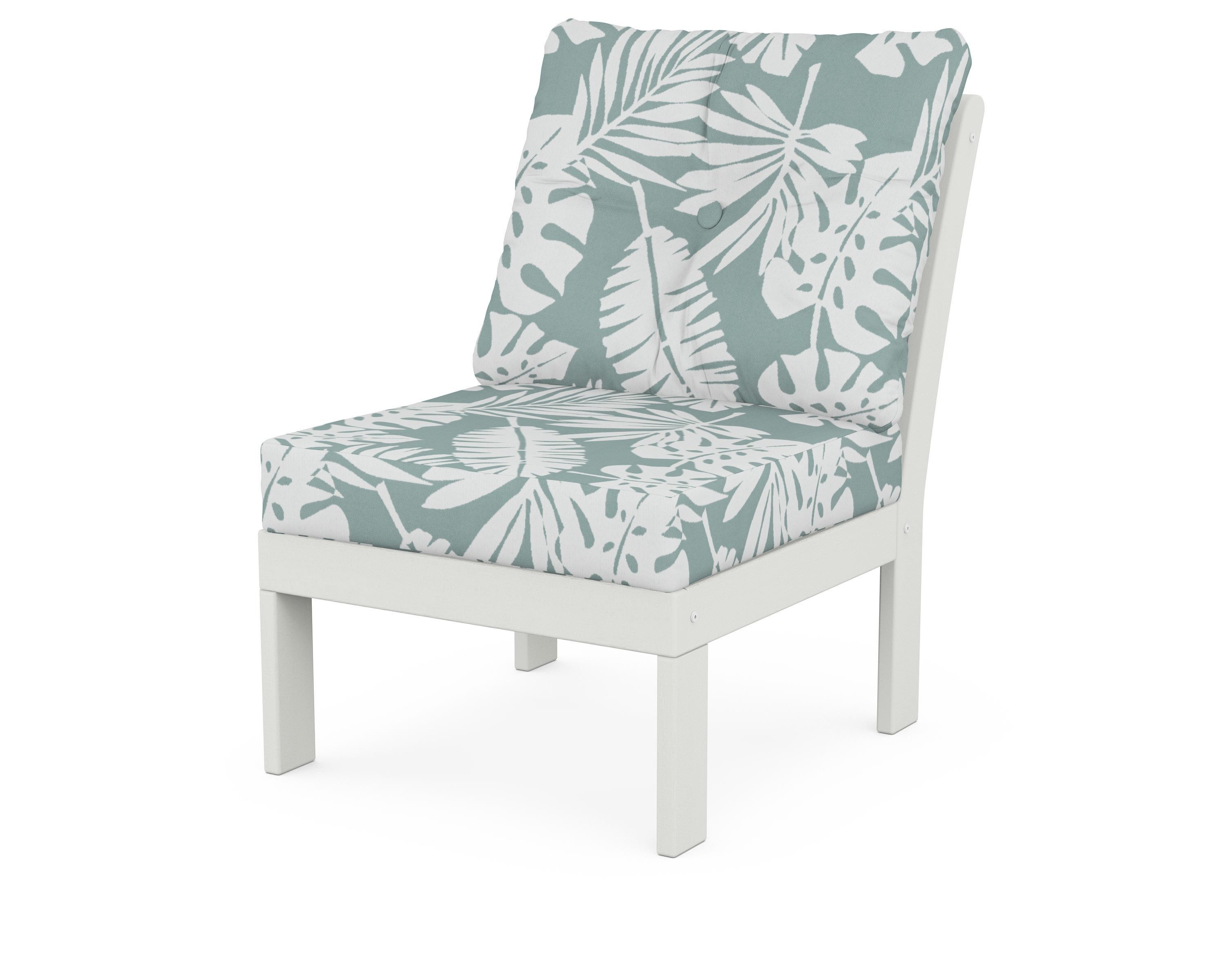 POLYWOOD® Vineyard Modular Armless Chair in Vintage White / Leaf Glacier Spa