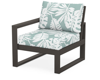 POLYWOOD® EDGE Modular Left Arm Chair in Vintage Coffee / Leaf Glacier Spa