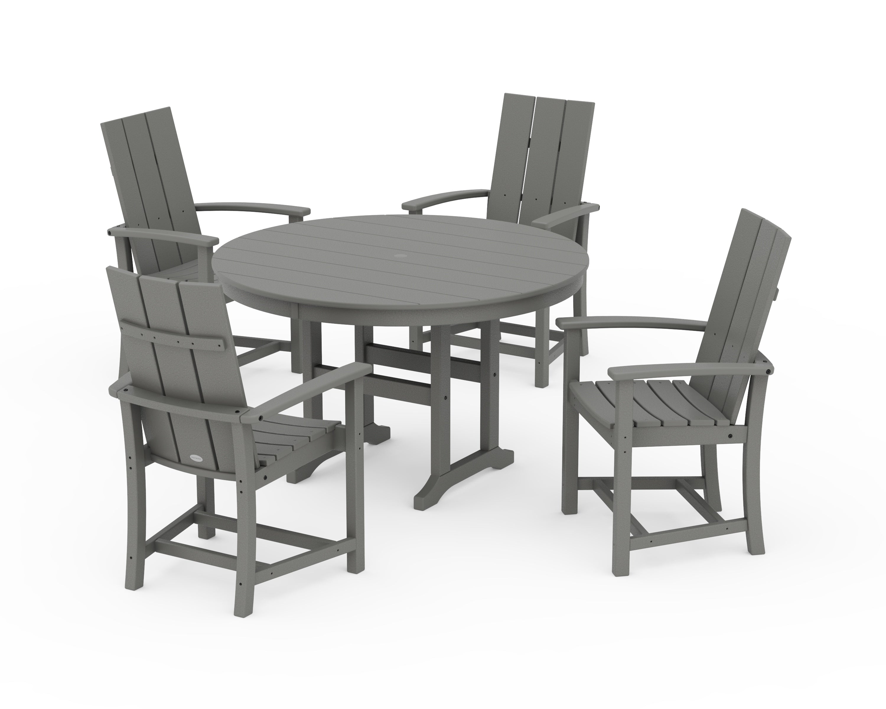 POLYWOOD® Modern Adirondack 5-Piece Round Farmhouse Dining Set in Slate Grey
