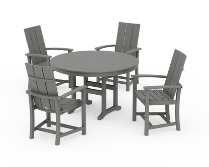 POLYWOOD® Modern Adirondack 5-Piece Round Farmhouse Dining Set in Slate Grey