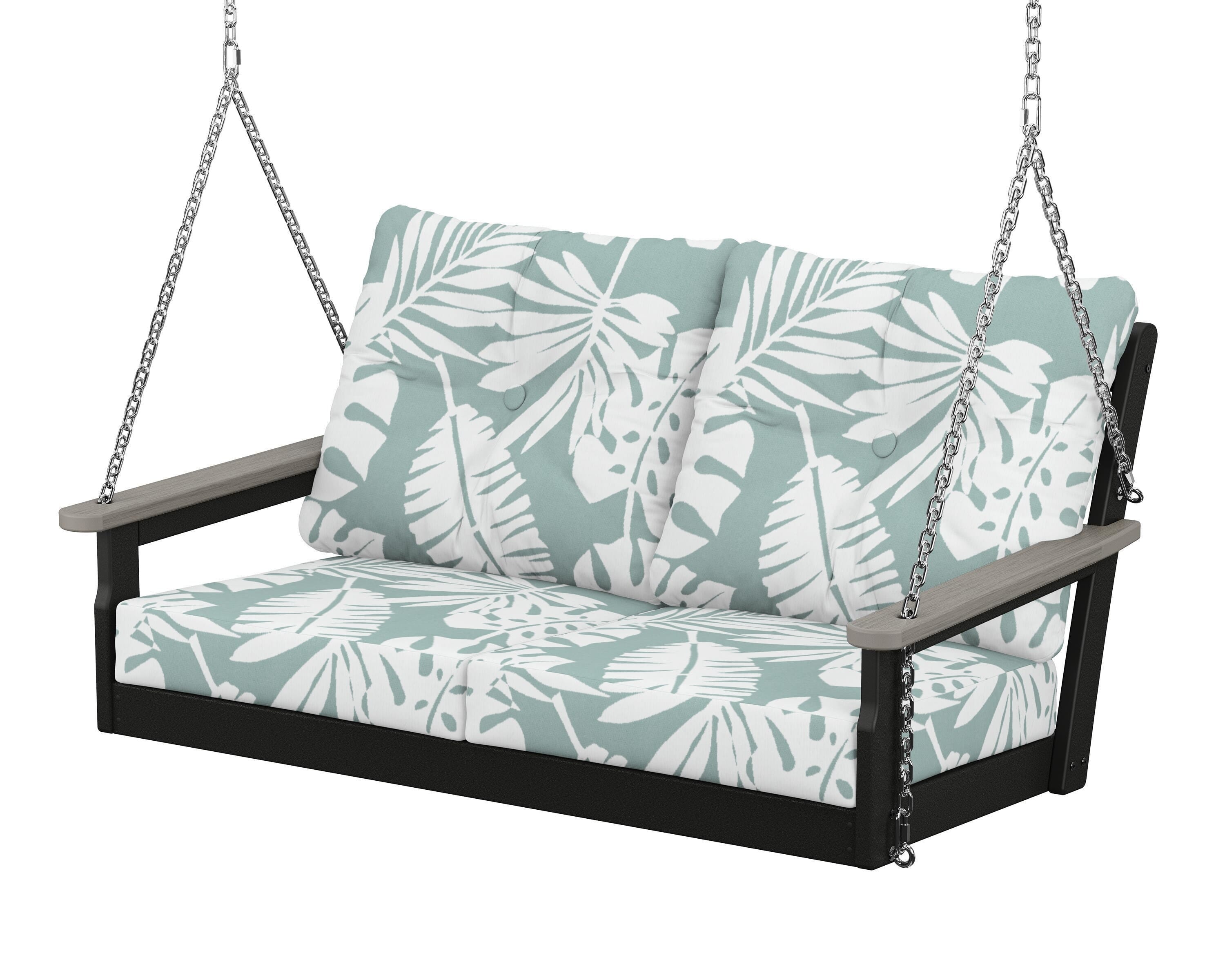 POLYWOOD® Vineyard Deep Seating Swing in Black / Driftwood / Leaf Glacier Spa