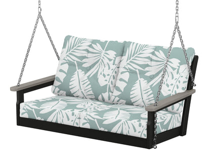 POLYWOOD® Vineyard Deep Seating Swing in Black / Driftwood / Leaf Glacier Spa
