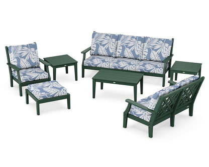 Country Living Wovendale 7-Piece Deep Seating Set in Green / Leaf Sky Blue