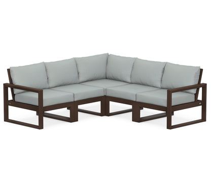 POLYWOOD® EDGE 5-Piece Modular Deep Seating Set in Mahogany / Spa