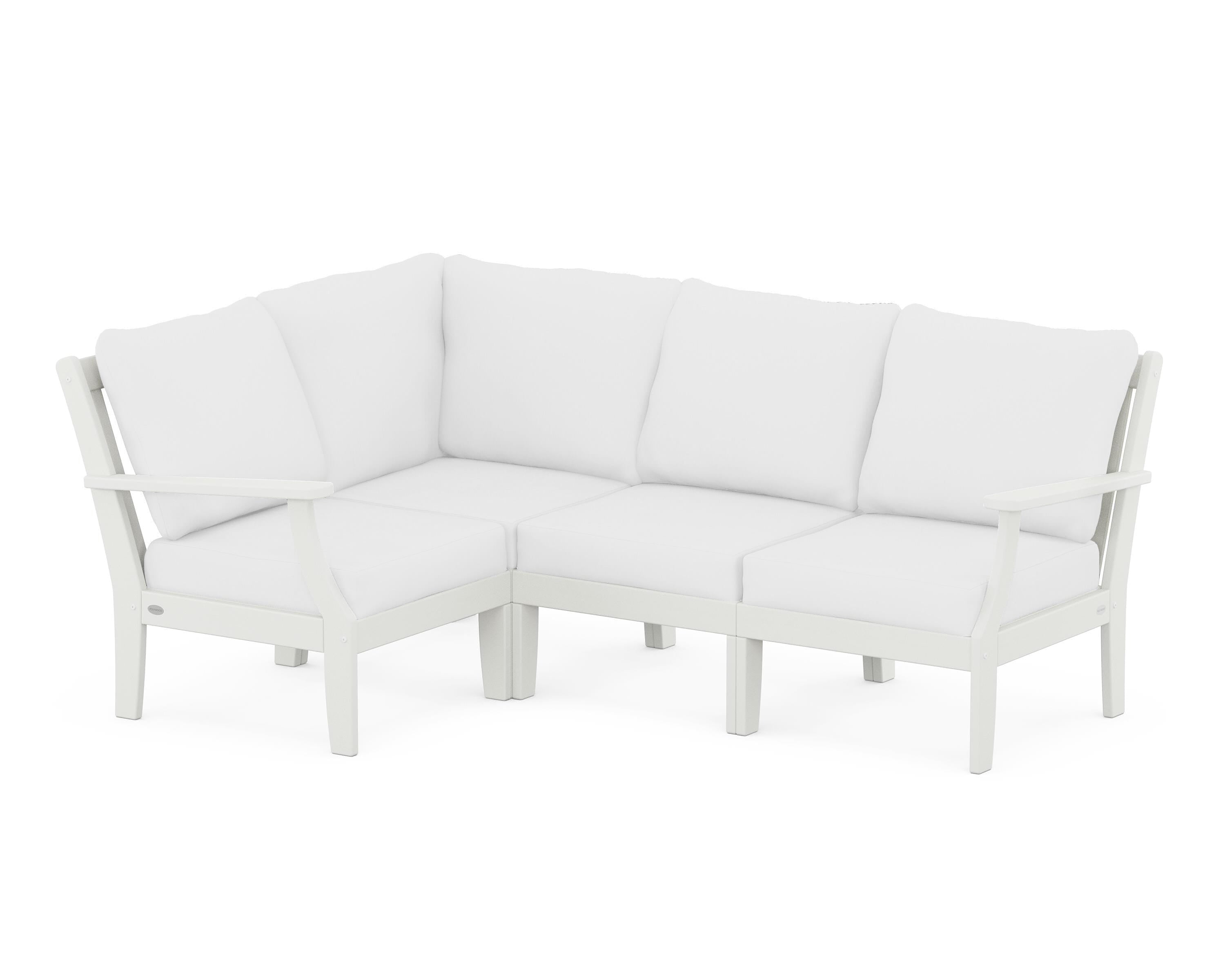 POLYWOOD® Braxton Modular 4-Piece Deep Seating Set in Vintage White / Natural