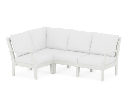 POLYWOOD® Braxton Modular 4-Piece Deep Seating Set in Vintage White / Natural