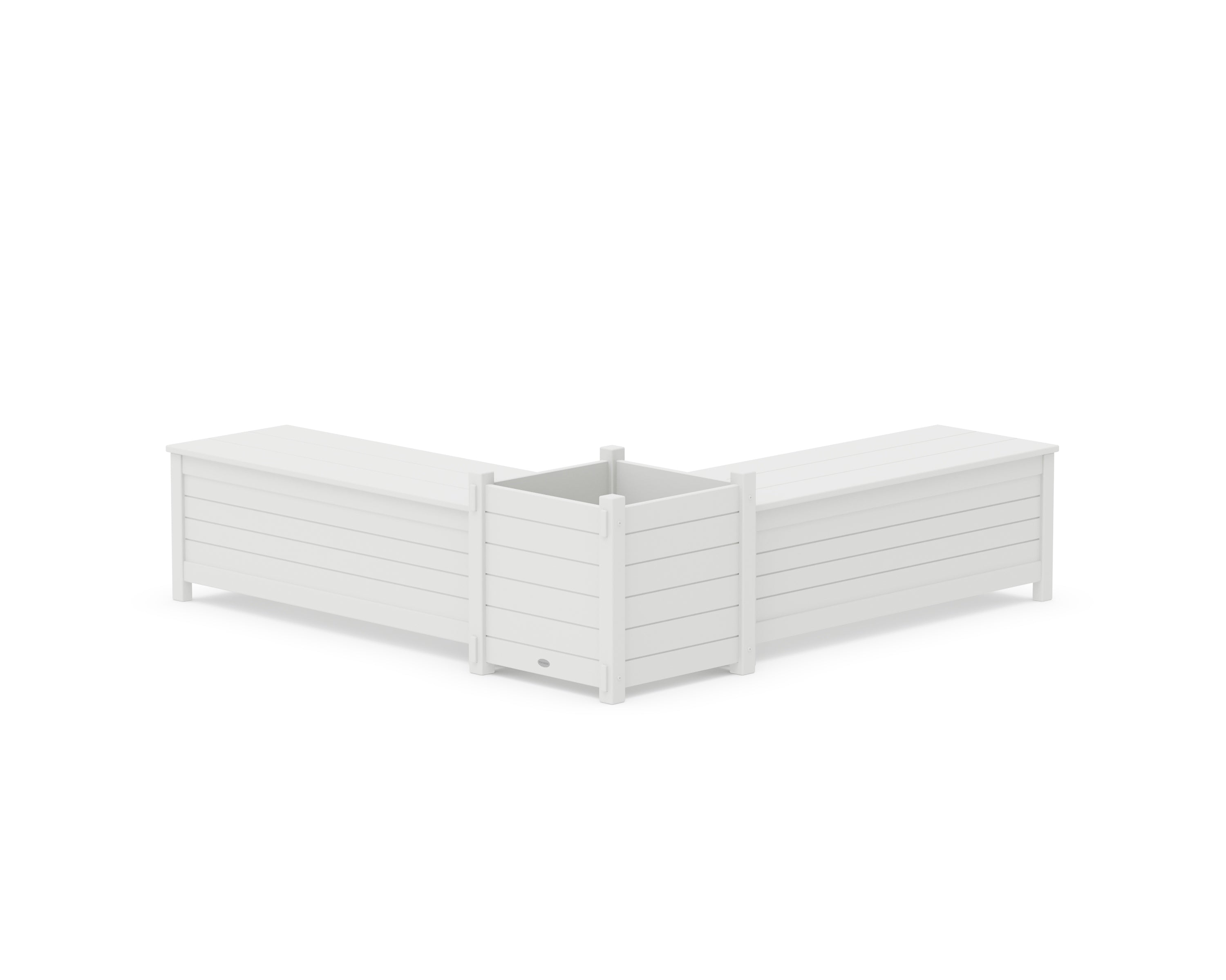 POLYWOOD® 48" Nautical L- Shaped Planter Storage Bench Set- Large in White