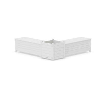 POLYWOOD® 48" Nautical L- Shaped Planter Storage Bench Set- Large in White