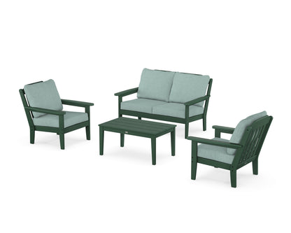 Country Living Cottage 4-Piece Deep Seating Set with Loveseat in Green / Glacier Spa