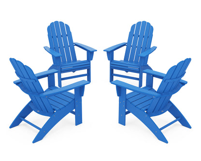 POLYWOOD® 4-Piece Vineyard Curveback Adirondack Chair Conversation Set in Pacific Blue