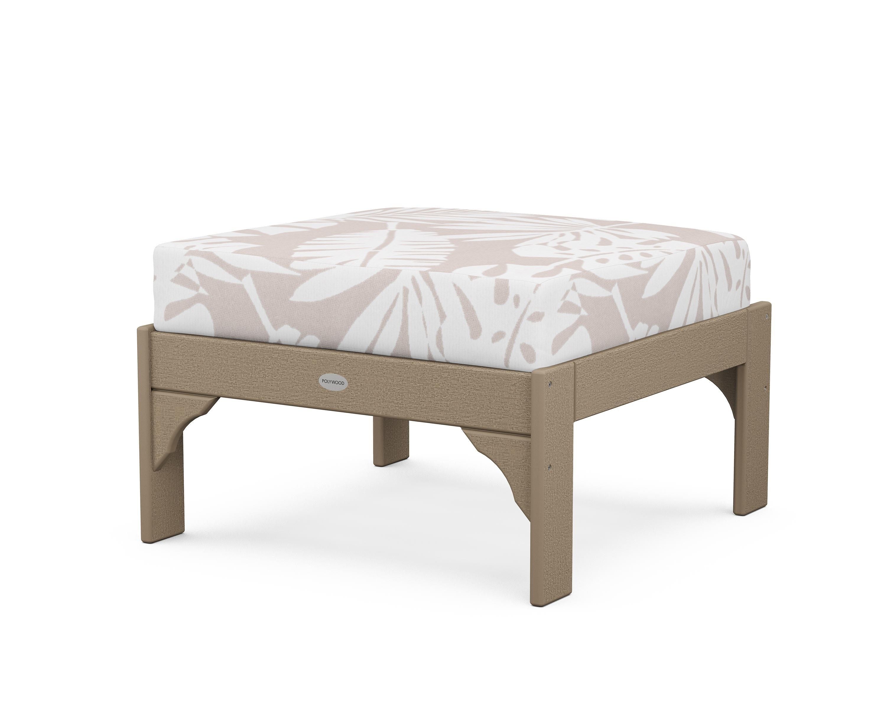 POLYWOOD¬Æ Vineyard Deep Seating Ottoman in Vintage Sahara / Leaf Dune Burlap