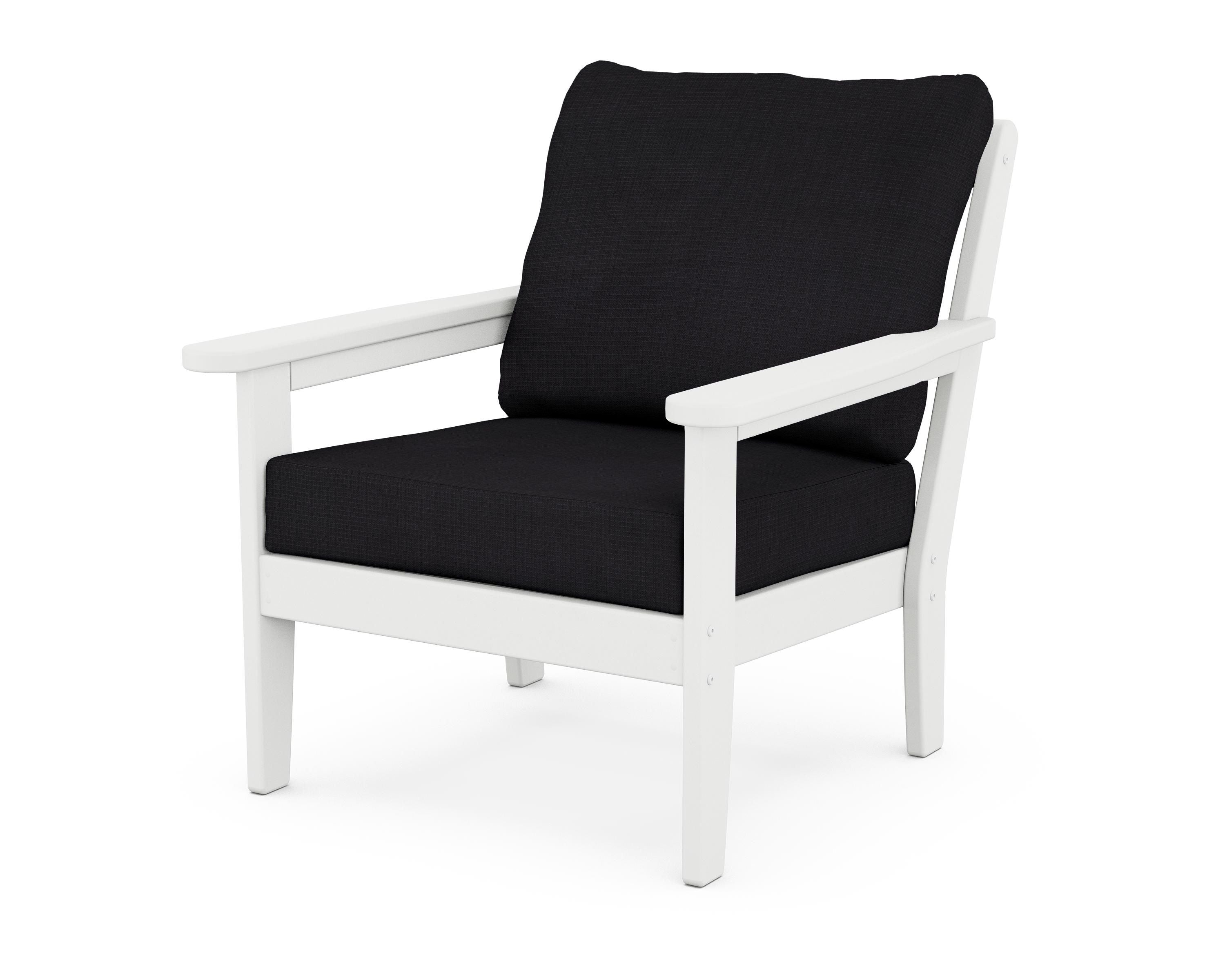 Country Living Cottage Deep Seating Chair in White / Midnight Linen