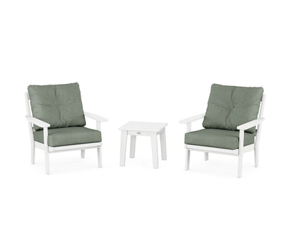 POLYWOOD® Oxford 3-Piece Deep Seating Set in White / Cast Sage