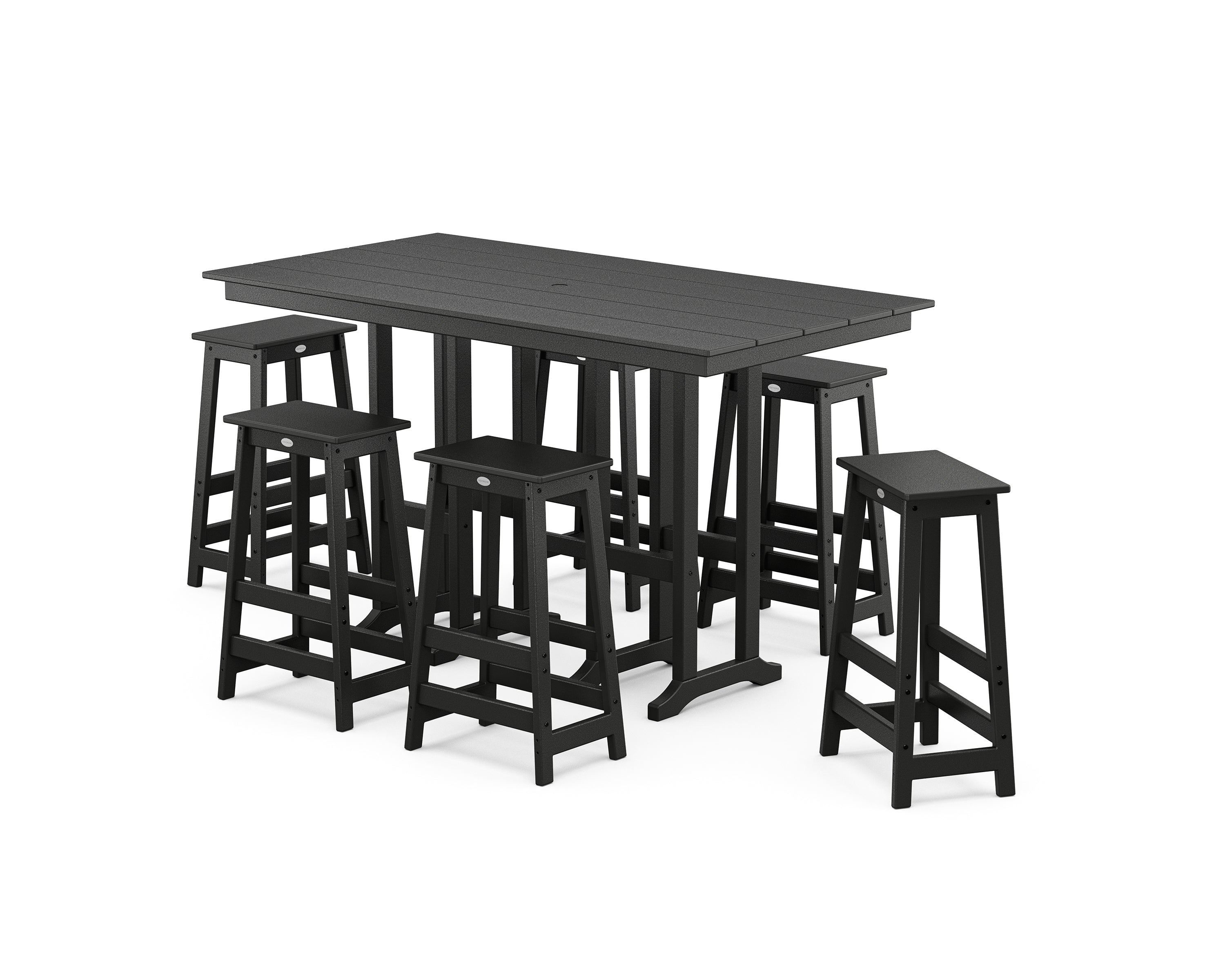 POLYWOOD® Modern Studio Bar Stool 7-Piece Set in Black