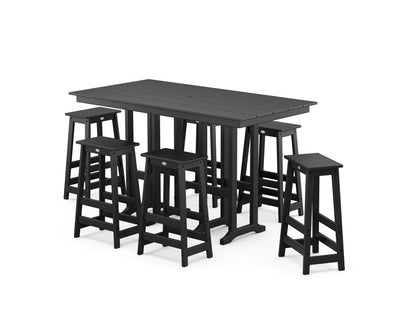 POLYWOOD® Modern Studio Bar Stool 7-Piece Set in Black