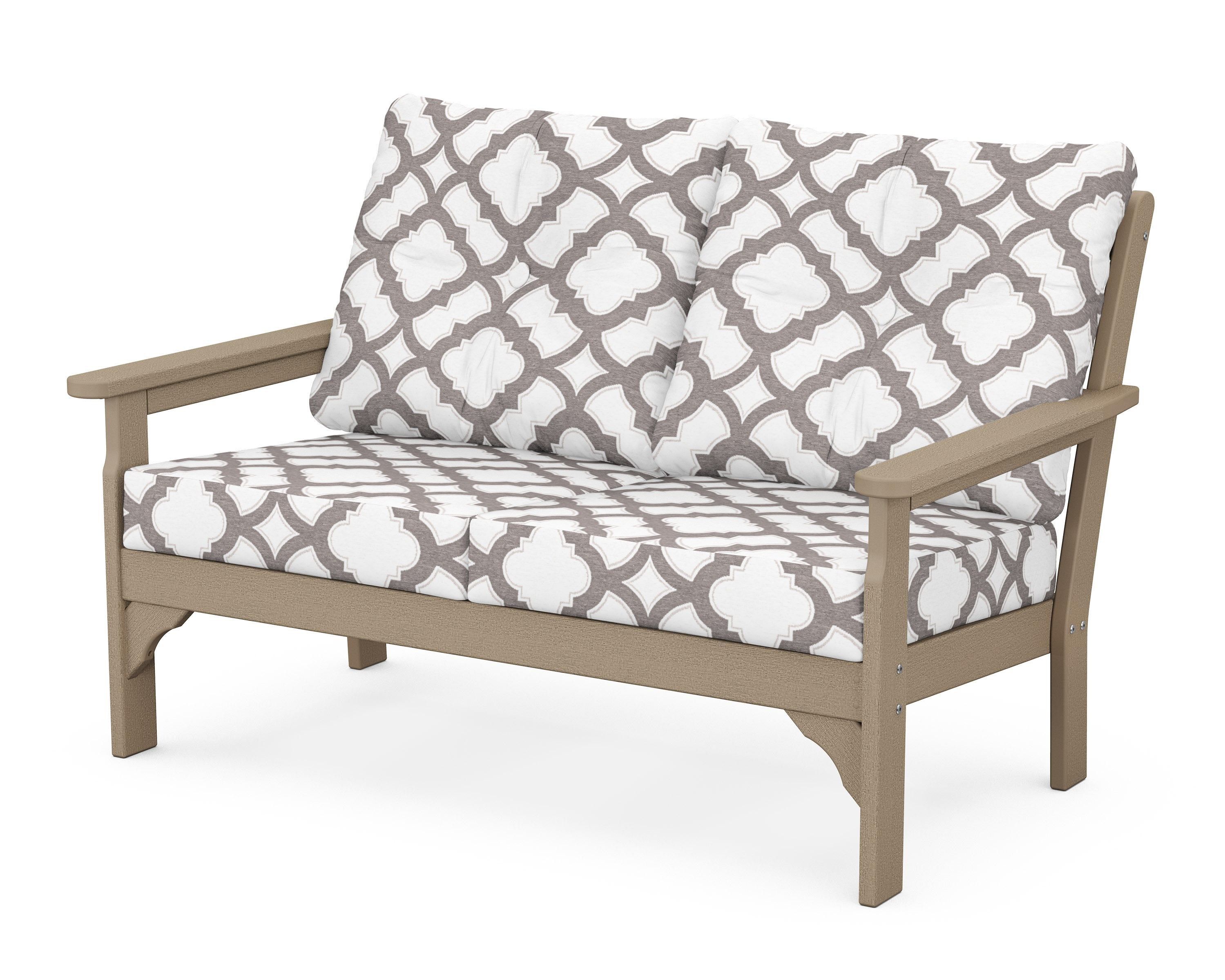 POLYWOOD® Vineyard Deep Seating Loveseat in Vintage Sahara / Trellis Grey Mist