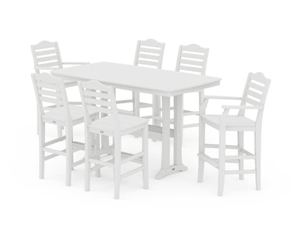 Draper James™ by  POLYWOOD® Savannah 7-Piece Bar Set with Trestle Legs in White