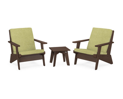 POLYWOOD® Riviera Modern Lounge 3-Piece Set in Mahogany / Chartreuse Boucle