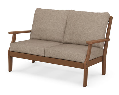 POLYWOOD® Braxton Deep Seating Loveseat in Teak / Spiced Burlap