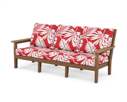 POLYWOOD® Chippendale Deep Seating Sofa in Teak / Natural / Leaf Crimson