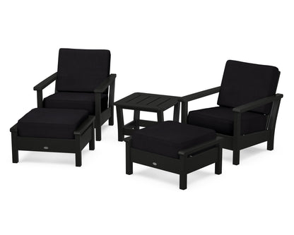 POLYWOOD® Harbour 5-Piece Deep Seating Chair Set in Black / Midnight Linen