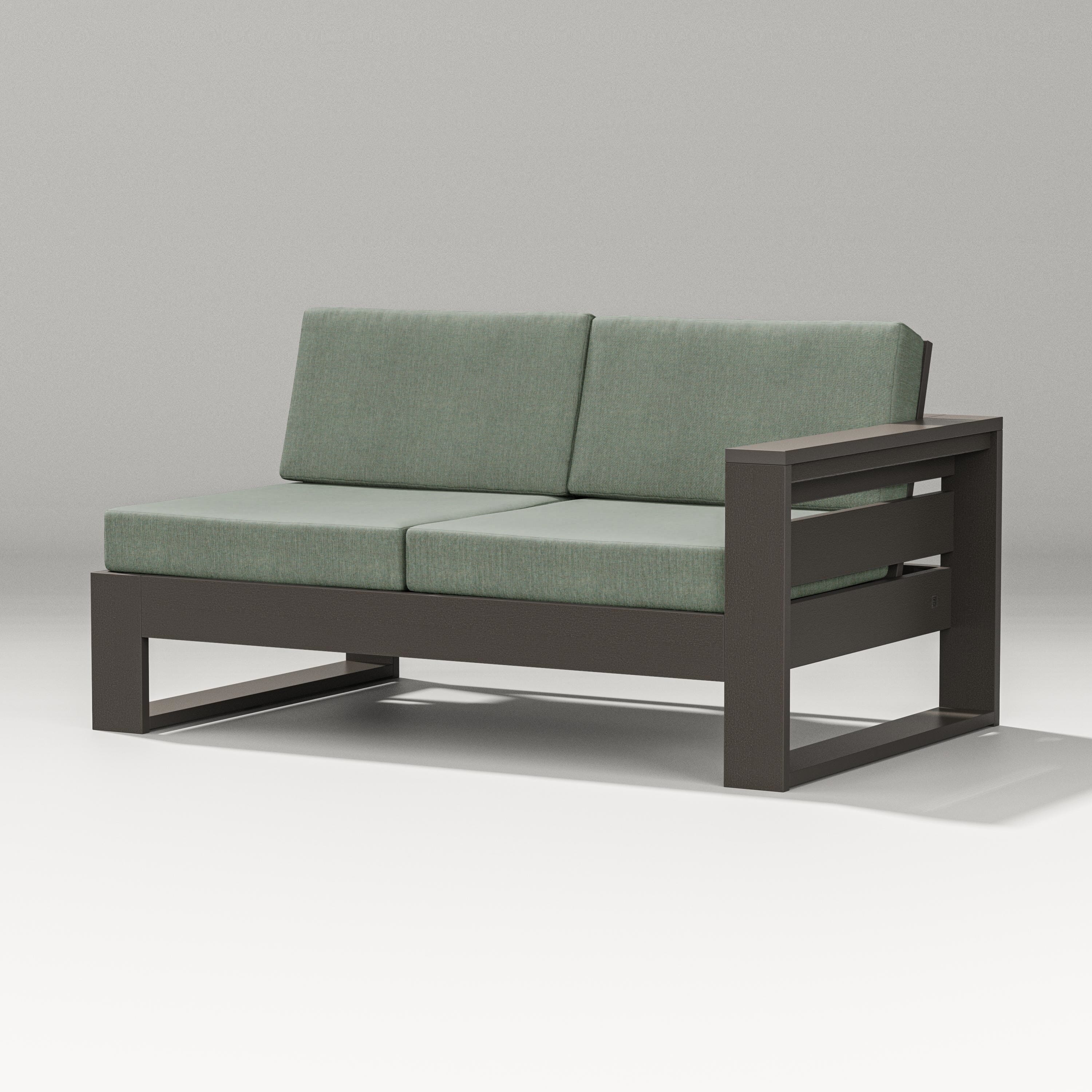 PW Designer Series Latitude Modular Right Arm Loveseat in Vintage Coffee / Cast Sage