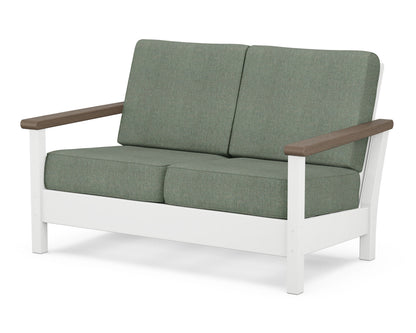 POLYWOOD® Harbour Deep Seating Loveseat in White / Kona / Cast Sage