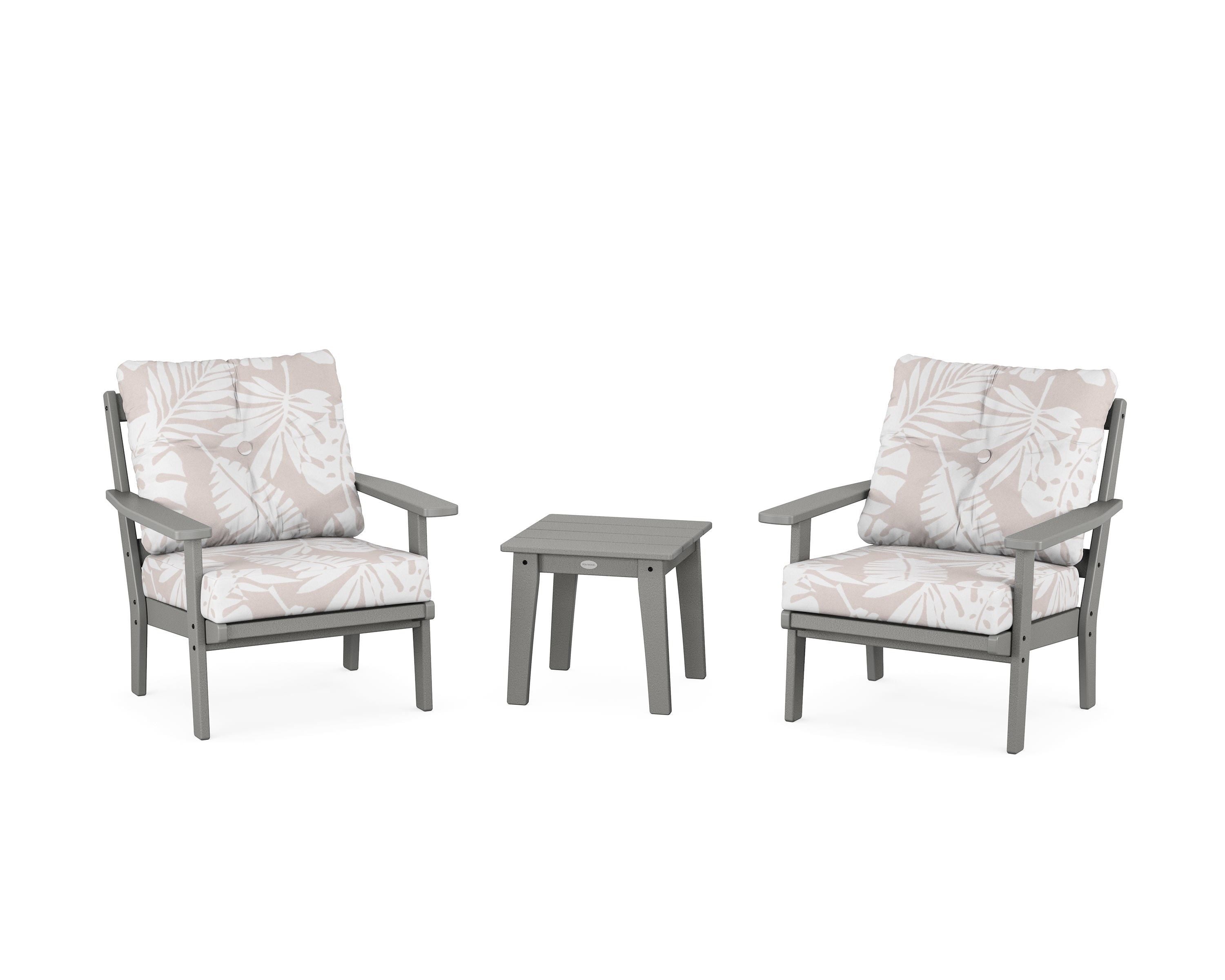 POLYWOOD® Prairie 3-Piece Deep Seating Set in Slate Grey / Leaf Dune Burlap