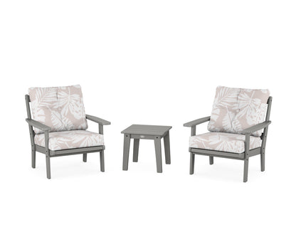 POLYWOOD® Prairie 3-Piece Deep Seating Set in Slate Grey / Leaf Dune Burlap