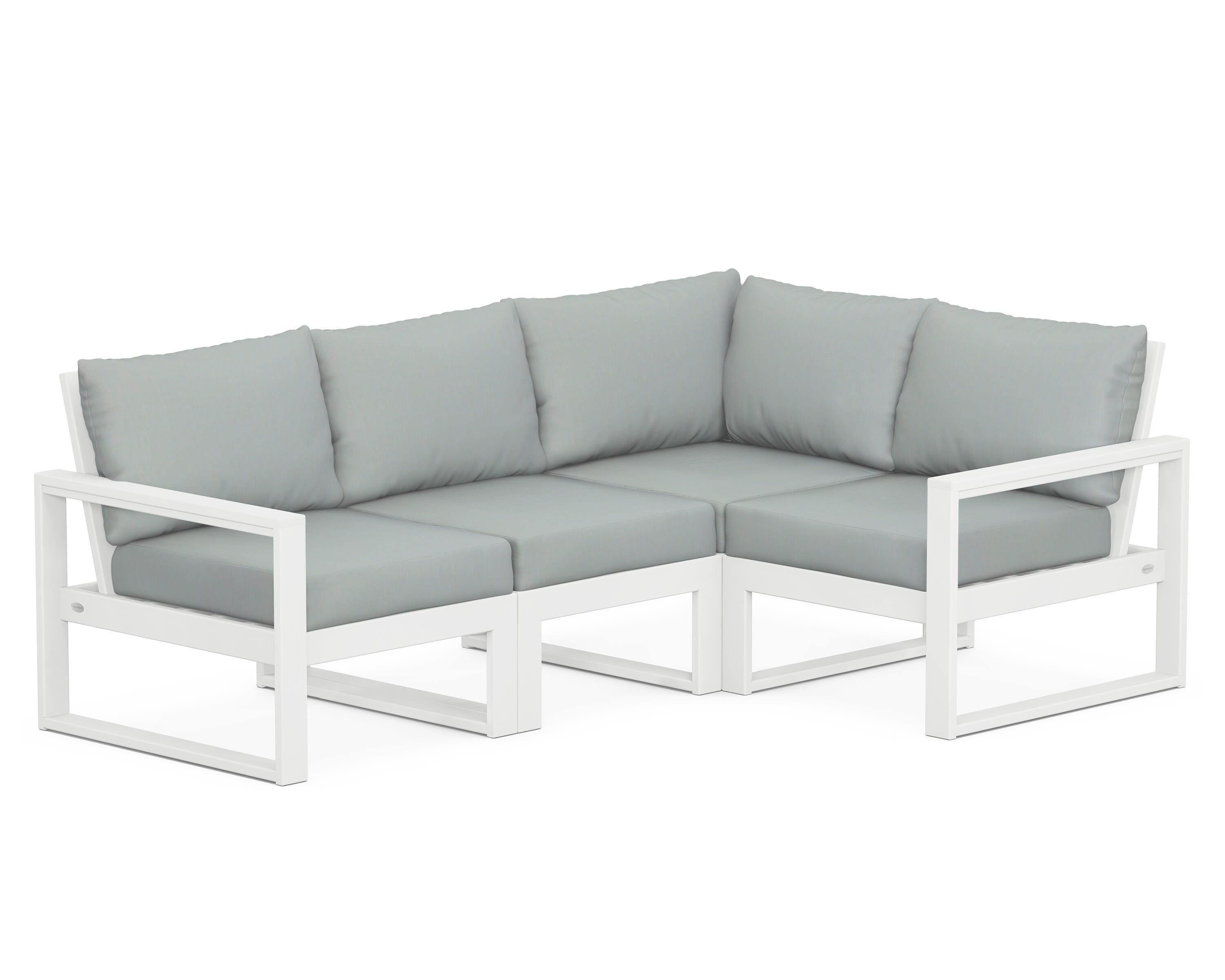 POLYWOOD® EDGE 4-Piece Modular Deep Seating Set in White / Spa