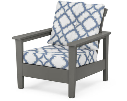 POLYWOOD® Prescott Deep Seating Chair in Slate Grey / Trellis Sky Blue