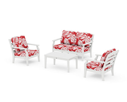 Draper James™ by  POLYWOOD® Savannah 4-Piece Deep Seating Set with Loveseat in White / Leaf Crimson